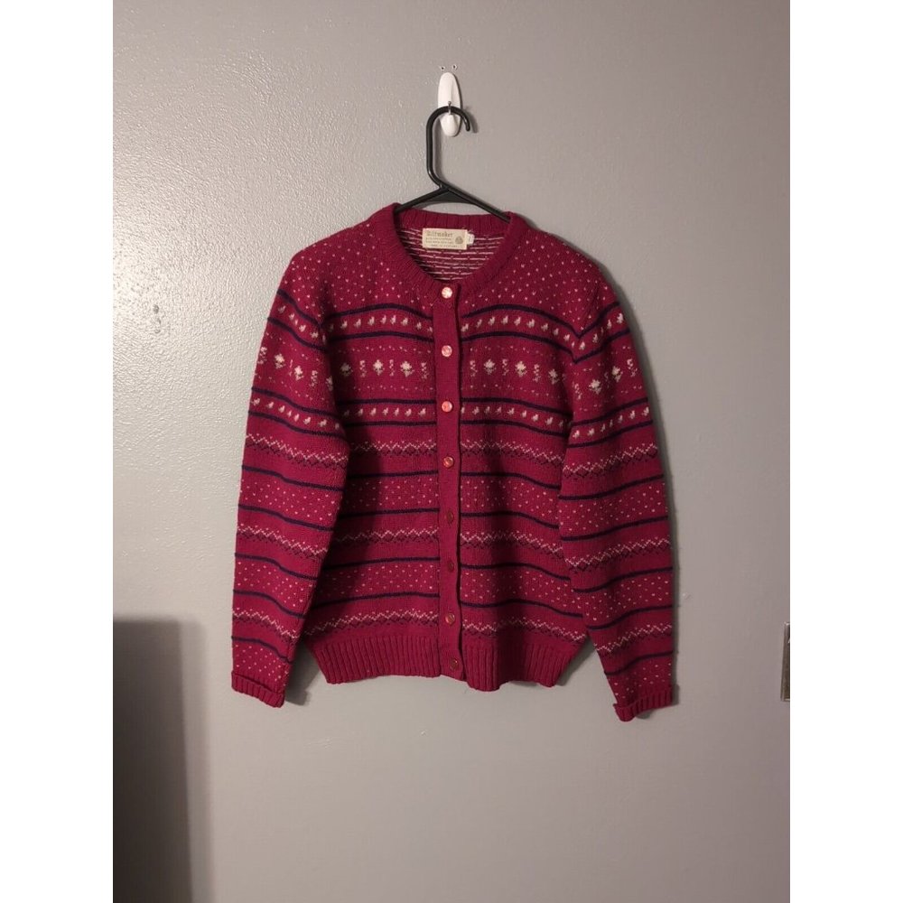 Kiltmaker Woolmark Cardigan Sweater 100% Pure New Wool Size 44 In
